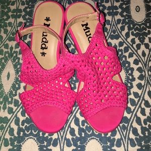Pink crotchet wedges